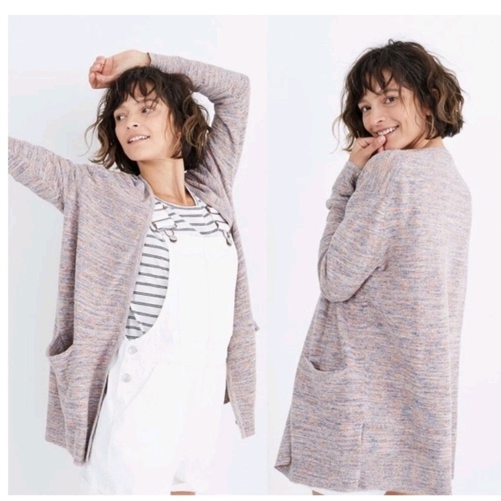 Madewell Marled Summer Ryder Open Front Cardigan Blue Orange Size Medium